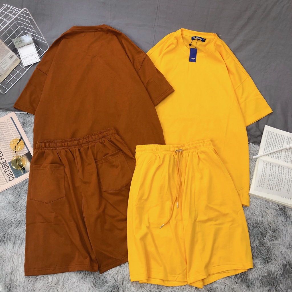 Bộ Áo Quần basic trơn nhiều màu MEANSTORE set đồ unisex nam nữ dáng rộng form oversize phong cách Ulzzang Hàn Quốc vải m