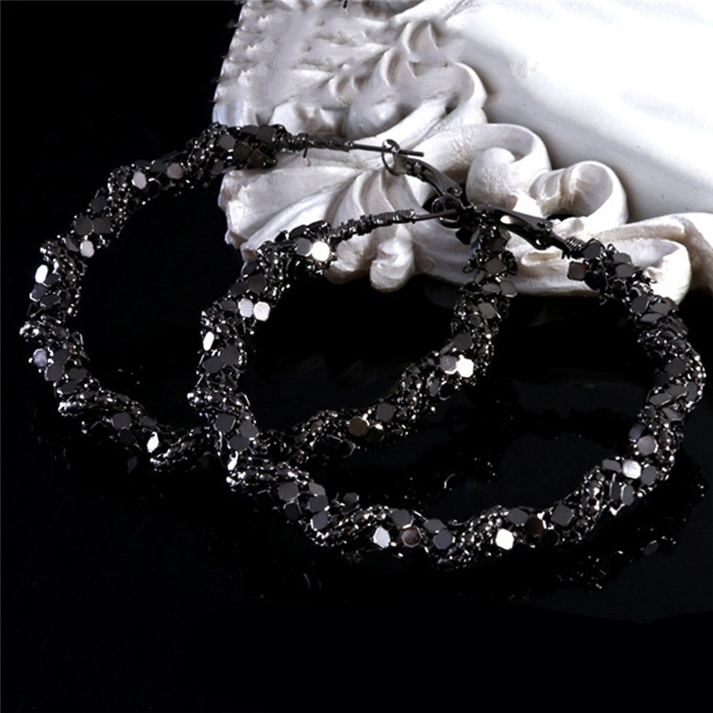 Fm Bông Tai Thời Trang Hình Tròn To Màu Đen Xu Hướng, Bông Tai Thời Trang Nữ