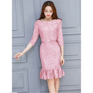 Hàng nhập_ Đầm ren cao cấp tặng kèm dây nịt D32