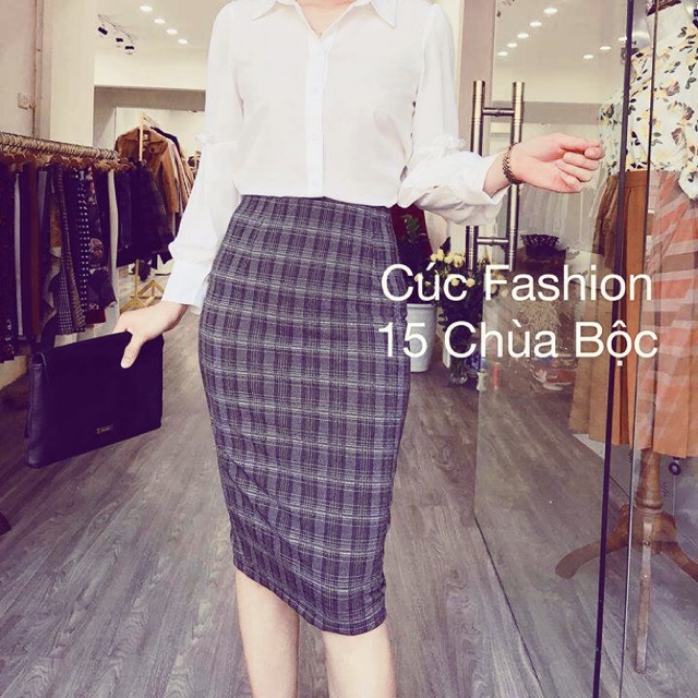 [ SALE _ ẢNH THẬT] CHÂN VÁY BÚT CHÌ KẺ SỌC dáng sang chảnh