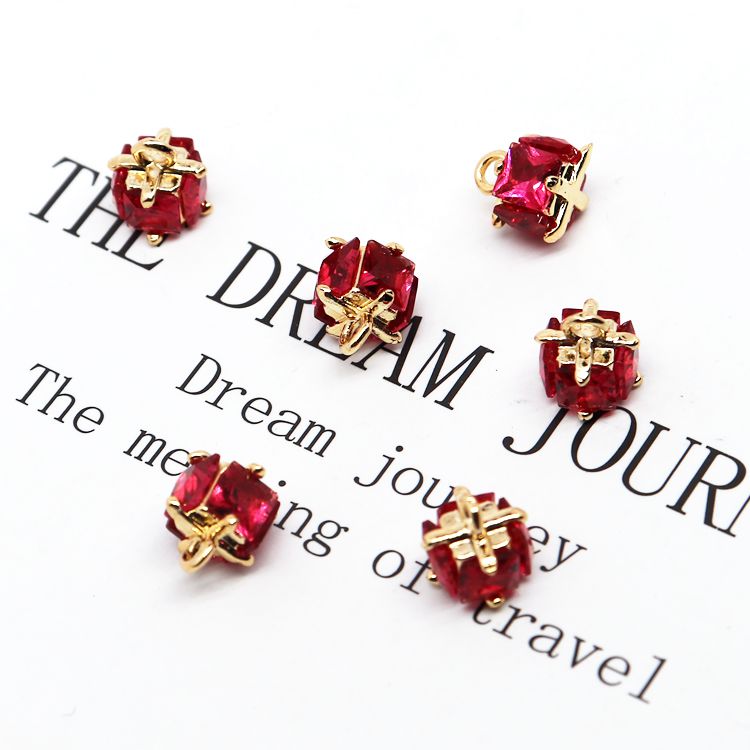 Mặt Dây Chuyền Hình Vuông 14k Màu Vàng Đồng Đính Đá Zircon Hình Vuông diy