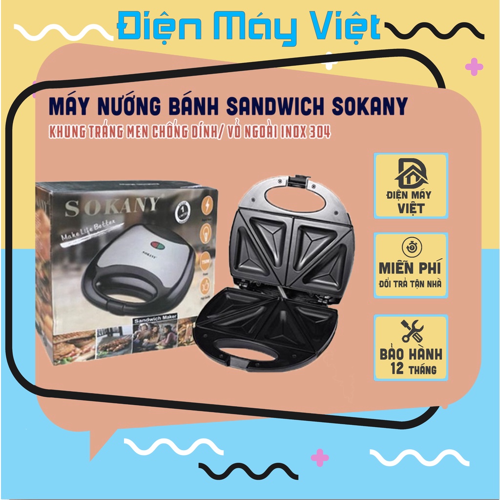 [Hàng Chính Hãng] Máy Nướng Bánh Sokany Cao Cấp,Máy Nướng Bánh Mỳ Sandwich Sokany - Bảo Hành 12 tháng