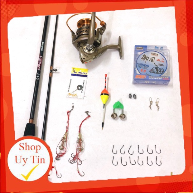 BỘ CẦN CÂU 2 KHÚC + máy LC 7000. cần câu shimano 2 khúc.