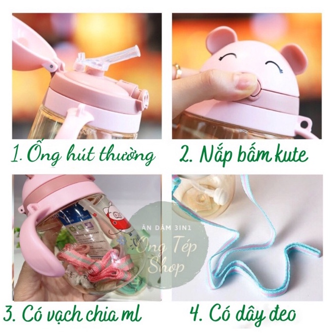 Bình tập uống nước cho bé tập hút hình dễ thương