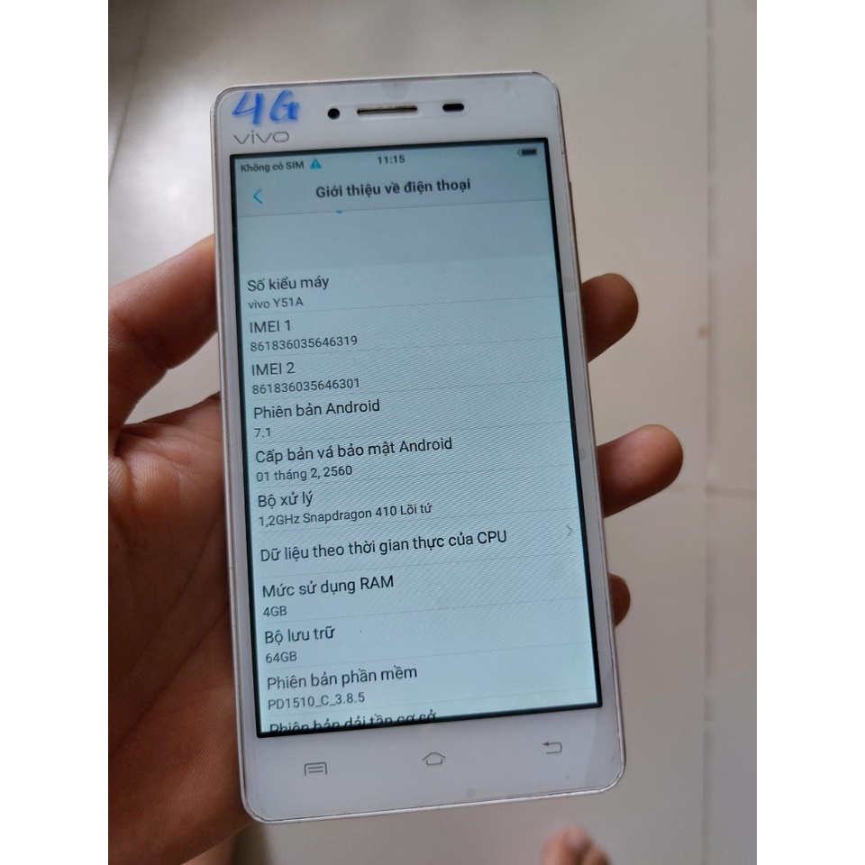 Điện thoại cảm ứng dùng 4G vivo y51a Ram 4 bộ nhớ 64 gb chơi game liên quân