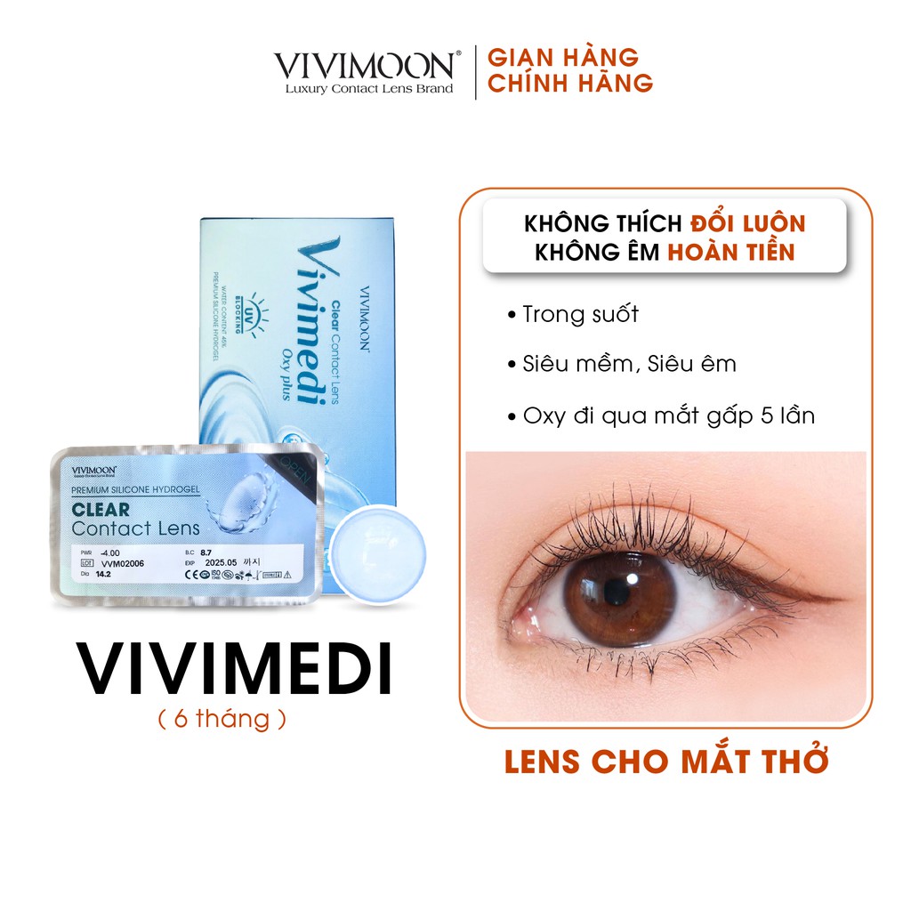 Kính Áp Tròng Trong Suốt VIVIMOON ICE CLEAR - Lens Cận Trong Suốt Chính Hãng Hàn Quốc