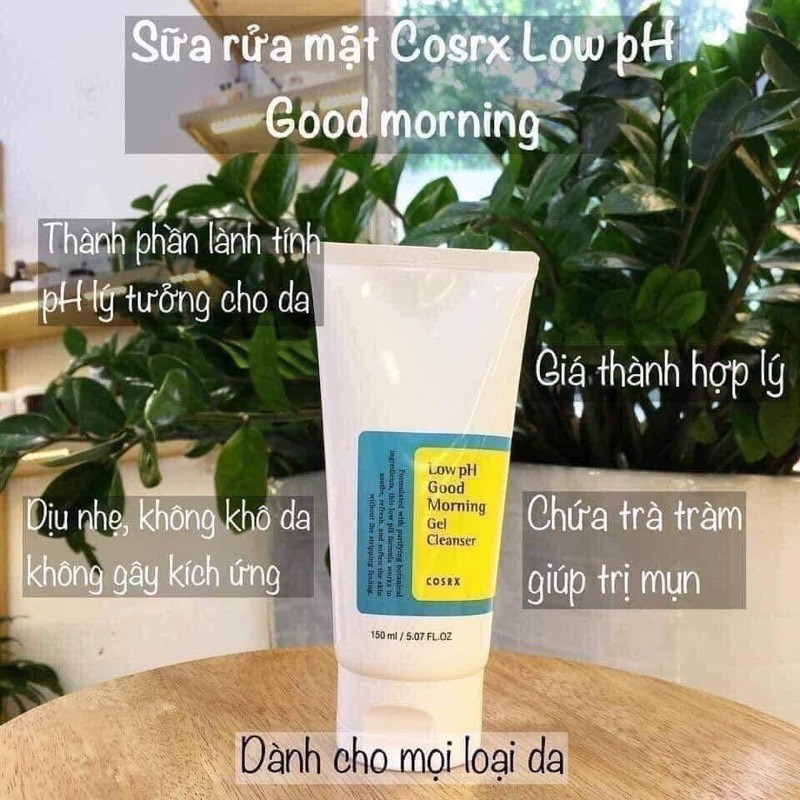 Sữa rửa mặt giúp giảm mụn COSRX Low PH Good Morning Gel Cleanser 150ml Dạng Gel mịn da, sạch sâu - HONGS BEAUTY