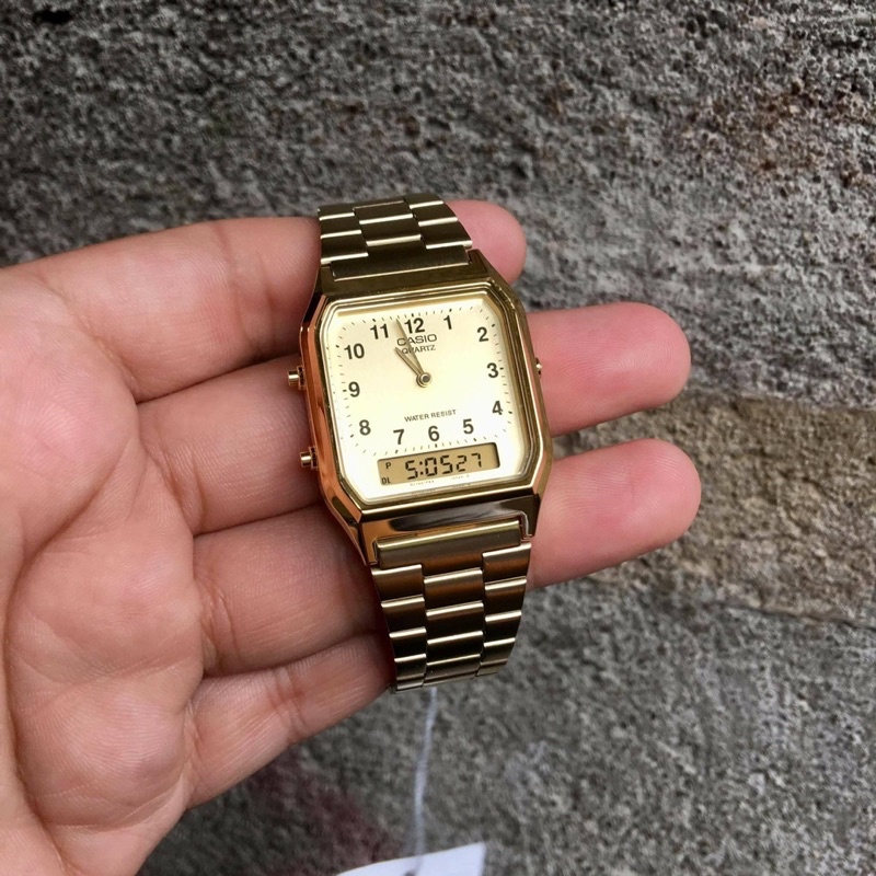 Đồng hồ Unisex Casio AQ-230GA-9BMQ, đồng hồ chính hãng, gold số