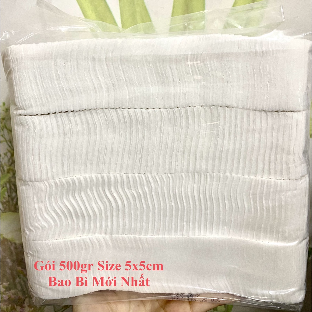 Bông gòn cắt sẵn cho spa, phun xăm size 5x5 gói 500gr -  Bông Bạch tuyết cắt sẵn gói 0,5kg