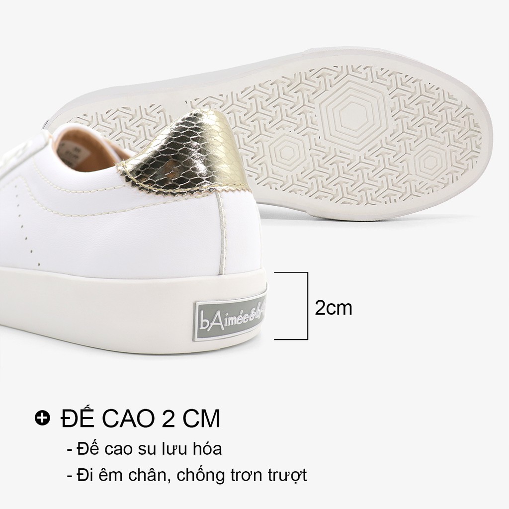 Giày thể thao nữ sneaker màu trắng đẹp dáng giày đế bằng cổ thấp chính hãng bAimée & bAmor - MS0963