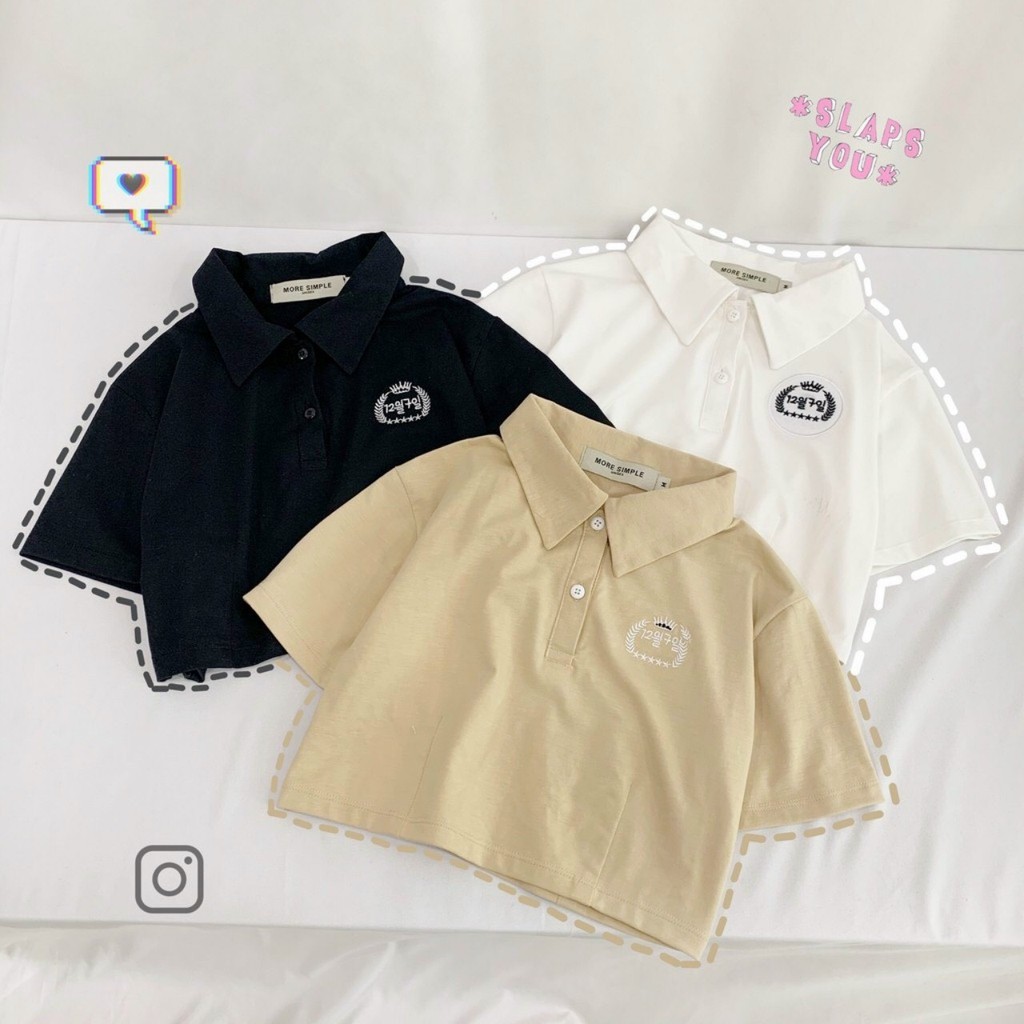 Áo croptop có cổ tay ngắn form rộng chất vải cao cấp