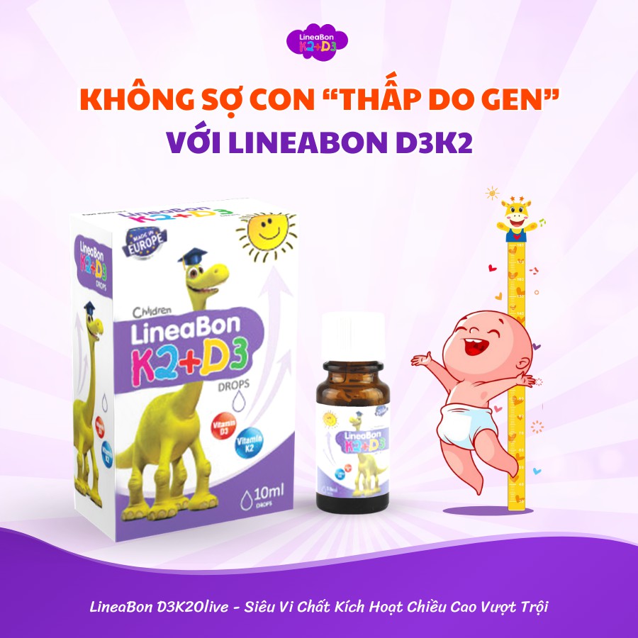 SIRO TĂNG CHIỀU CAO &quot;HƯƠU CAO CỔ&quot; LINEABON K2+D3 (10ml)