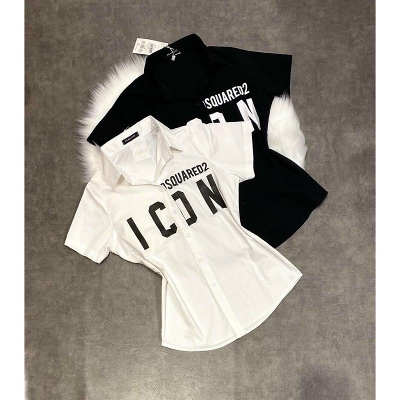 🦚Sơ mi in chữ ICON form ôm body cực xinh ảnh thật shop chụp🦚🦚