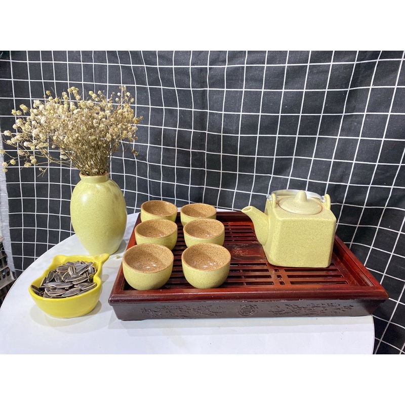 Bộ ấm chén sứ uống trà, ấm chén gốm sứ bát tràng, bộ trà men hoả biến sắc màu, tách trà thưởng trà giá rẻ- quà tặng
