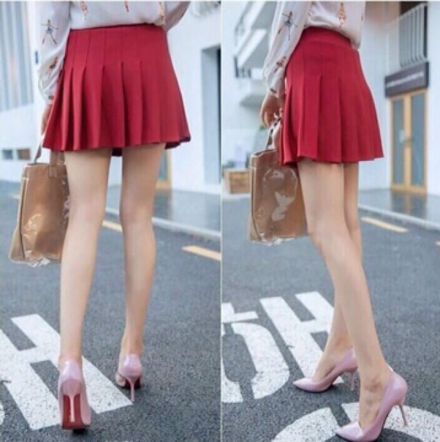 🌙 Suteki Openning: Chân váy ngắn thủy thủ Tennis xếp li Kaki lưng cao có quần trong Ulzzang màu trơn | BigBuy360 - bigbuy360.vn