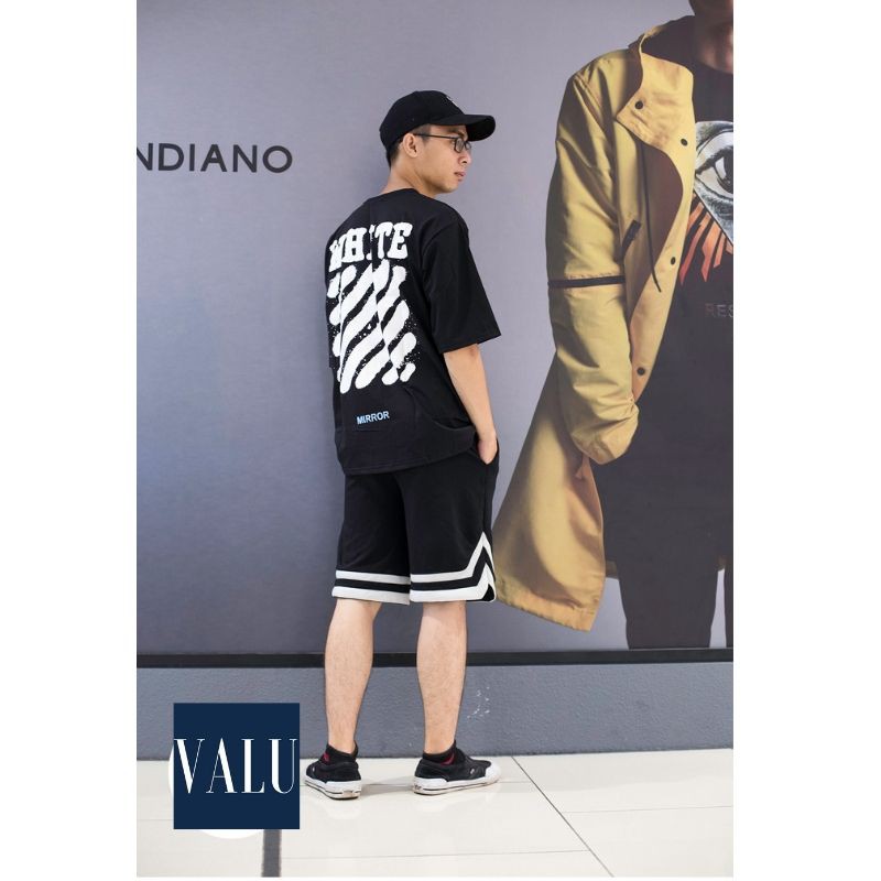 Áo thun oversize unisex O.W trắng đen form rộng tay lỡ streetwear dành cho nam nữ 2020