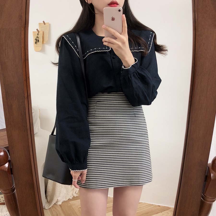 [Mã FAMARAL1 giảm 10K đơn 50K] [ẢNH THẬT] - Áo sơ mi tiểu thư ulzzang cổ thêu vuông- SM22 - jannahouse | BigBuy360 - bigbuy360.vn