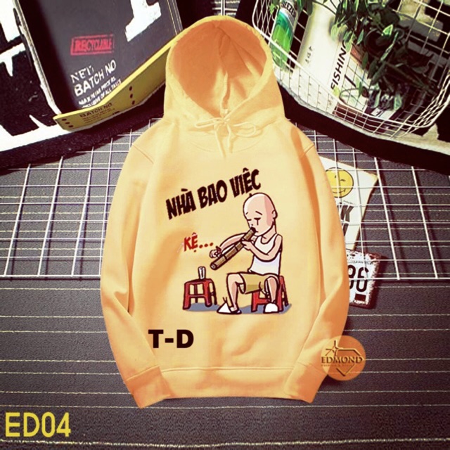 Áo hoodie nỉ có mũ nhà bao việc siêu đẹp