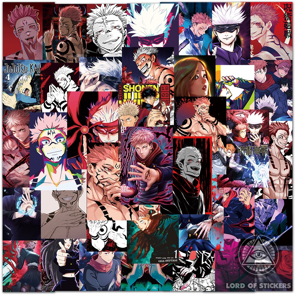 Set 50 Hình Dán Jujutsu Kaisen Sticker Anime Manga Chú Thuật Hồi Chiến Trang Trí Mũ Bảo Hiểm, Điện Thoại, Laptop, Xe, Sổ