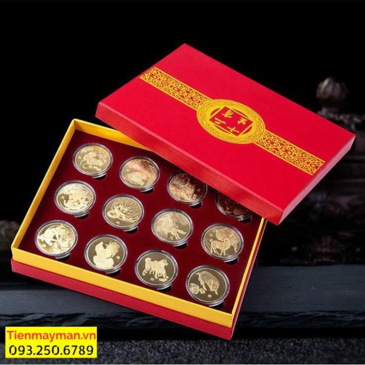 Bộ Quà Tặng Hộp Xu 12 Con Giáp Phong Thuỷ May Mắn, chiêu tài chiêu lộc