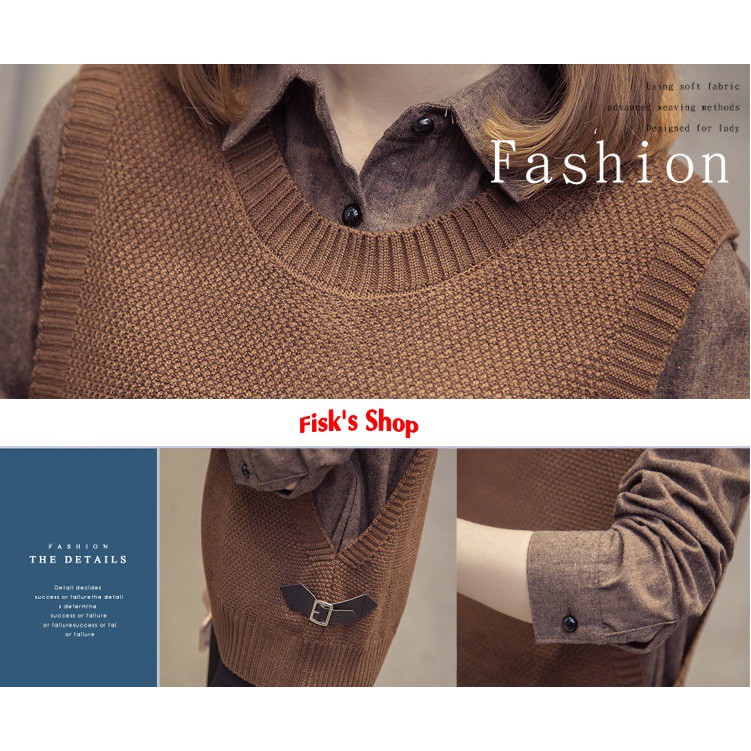 Áo len gile liền sơ mi