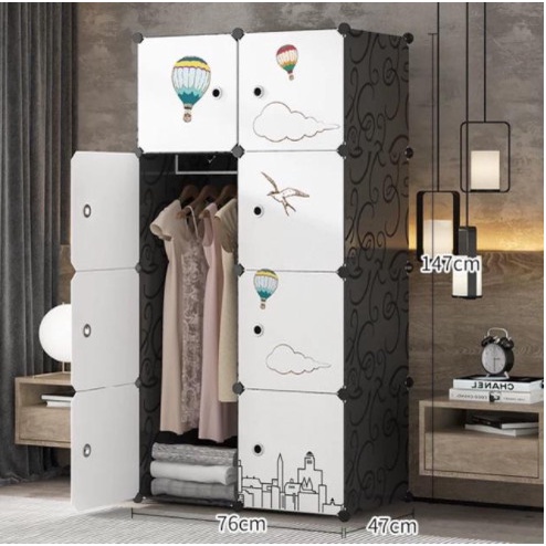 TỦ NHỰA LẮP GHÉP TỦ QUẦN ÁO 8 Ô SÂU 47 TẶNG THANH TREO THÔNG MINH TIỆN LỢI