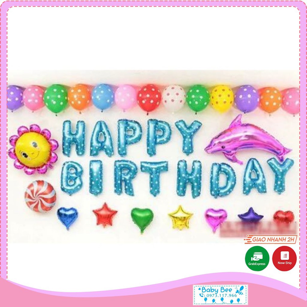Set bóng Happy birthday cá heo- 01