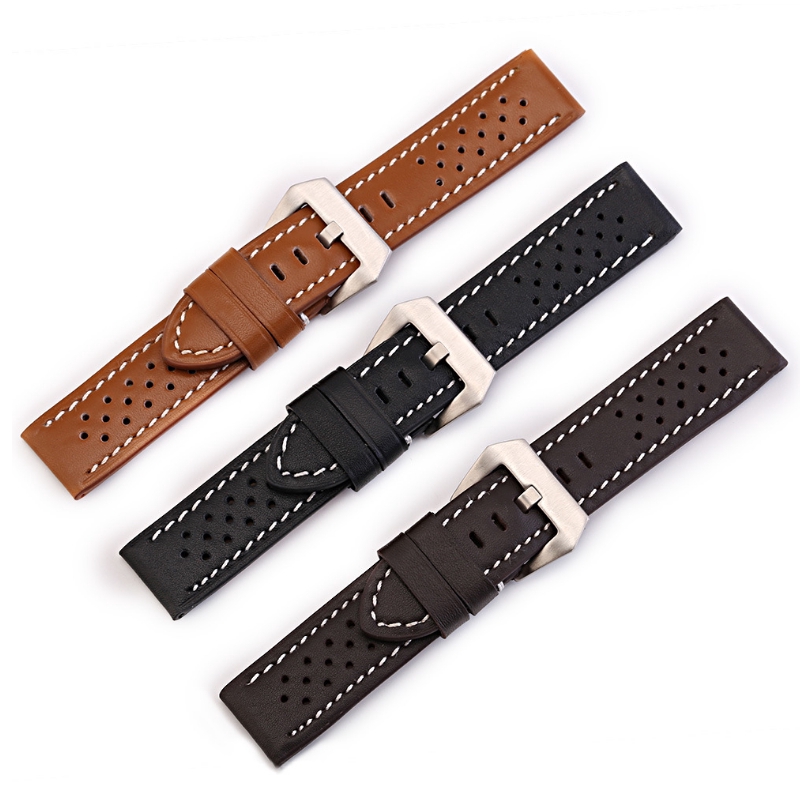 20mm 22mm 24mm 26mm Genuine Leather Band Men Watch Strap Wristband Belt