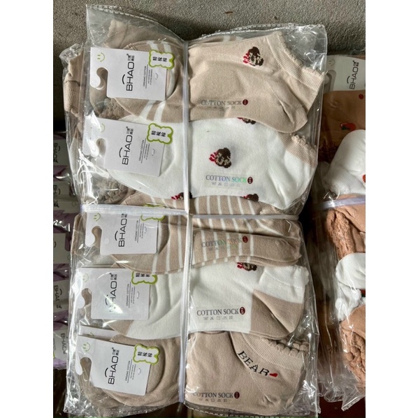Tất chân cho nữ, combo 5 đôi tất gấu cute xinh lắm màu lộn xộn