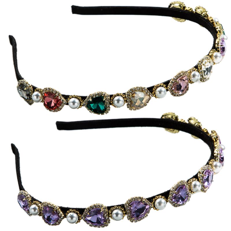 Cài Tóc Hợp Kim Đính Đá / Thủy Tinh / Ngọc Trai Hình Trái Tim Phong Cách Baroque Cổ Điển Cho Nữ