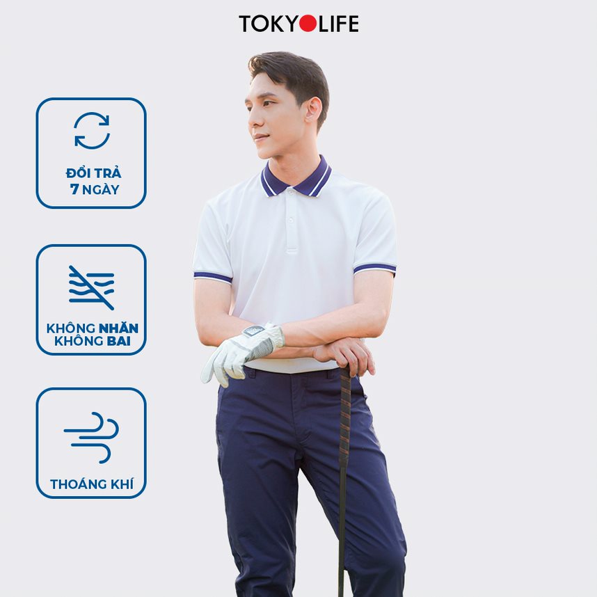 Áo Polo Nam TOKYOLIFE phông cộc tay, vải cotton kháng khuẩn thoáng khí I7POL003K