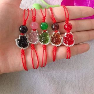 Lắc tay tết hồ ly viền bạc ta đủ màu