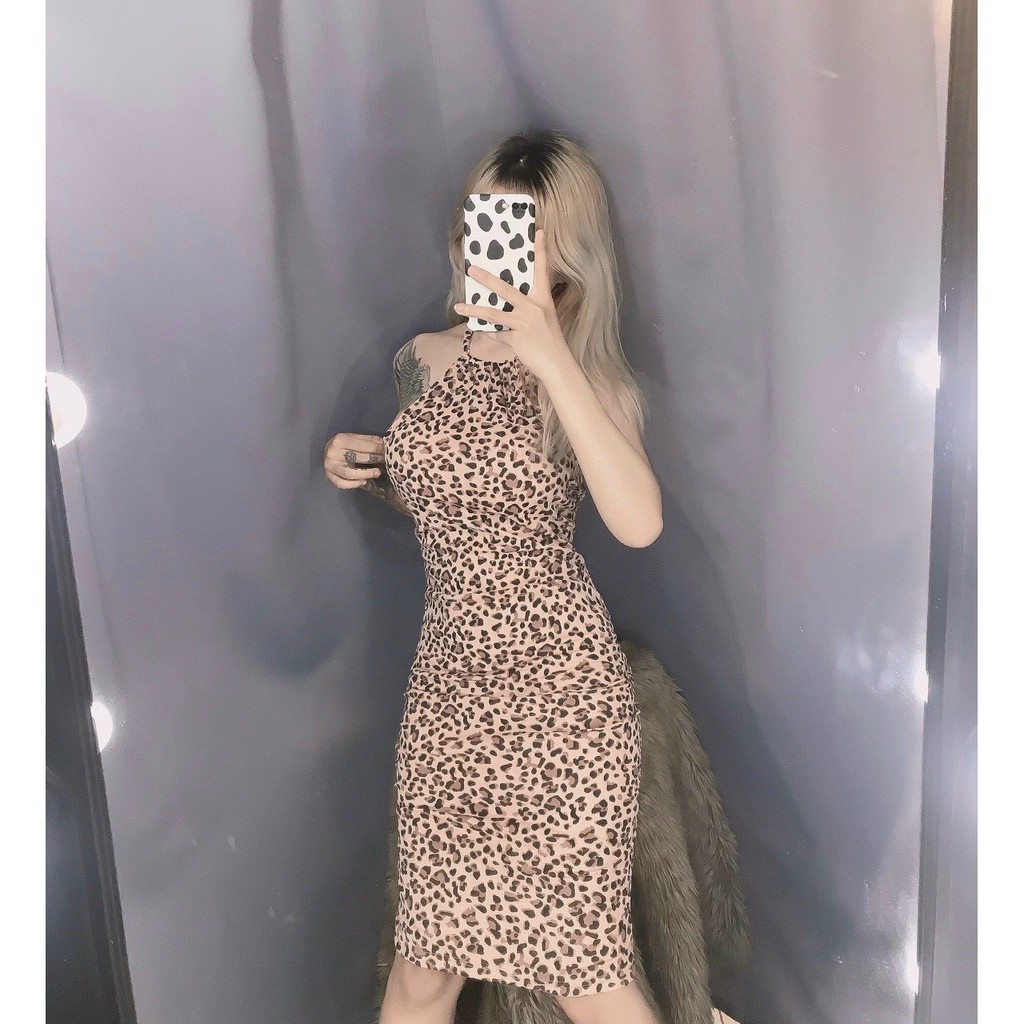 Đầm yếm họa tiết hót hit phối dây hạt ngọc siêu xinh sexy tôn dáng xinh ảnh thật hot đủ mau free size