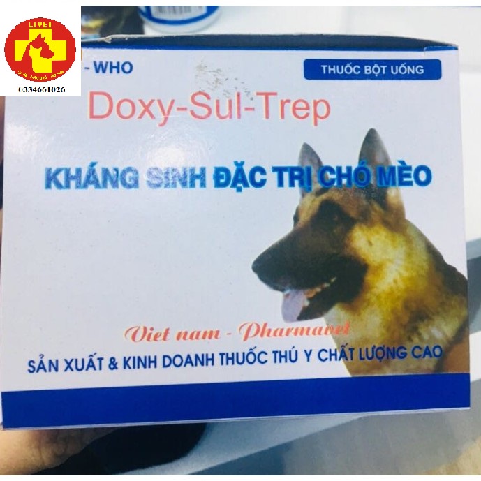 Bột kháng sinh Doxy - Sul - Trep đ.ă.c t.r.ị chó mèo 5g - 25 gói/hộp