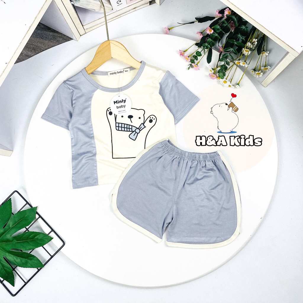 [Bé 7-30kg] Bộ cộc tay MINLYBABY thun lạnh cho bé trai bé gái Size 80-170cm Unibaby vải thun lạnh thoáng mát - LBCPA