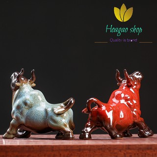 Tượng gốm trâu (bò) phong thủy mini, tượng gốm cao cấp trang trí phòng khách, bàn làm việc, xe hơi, quà tặng