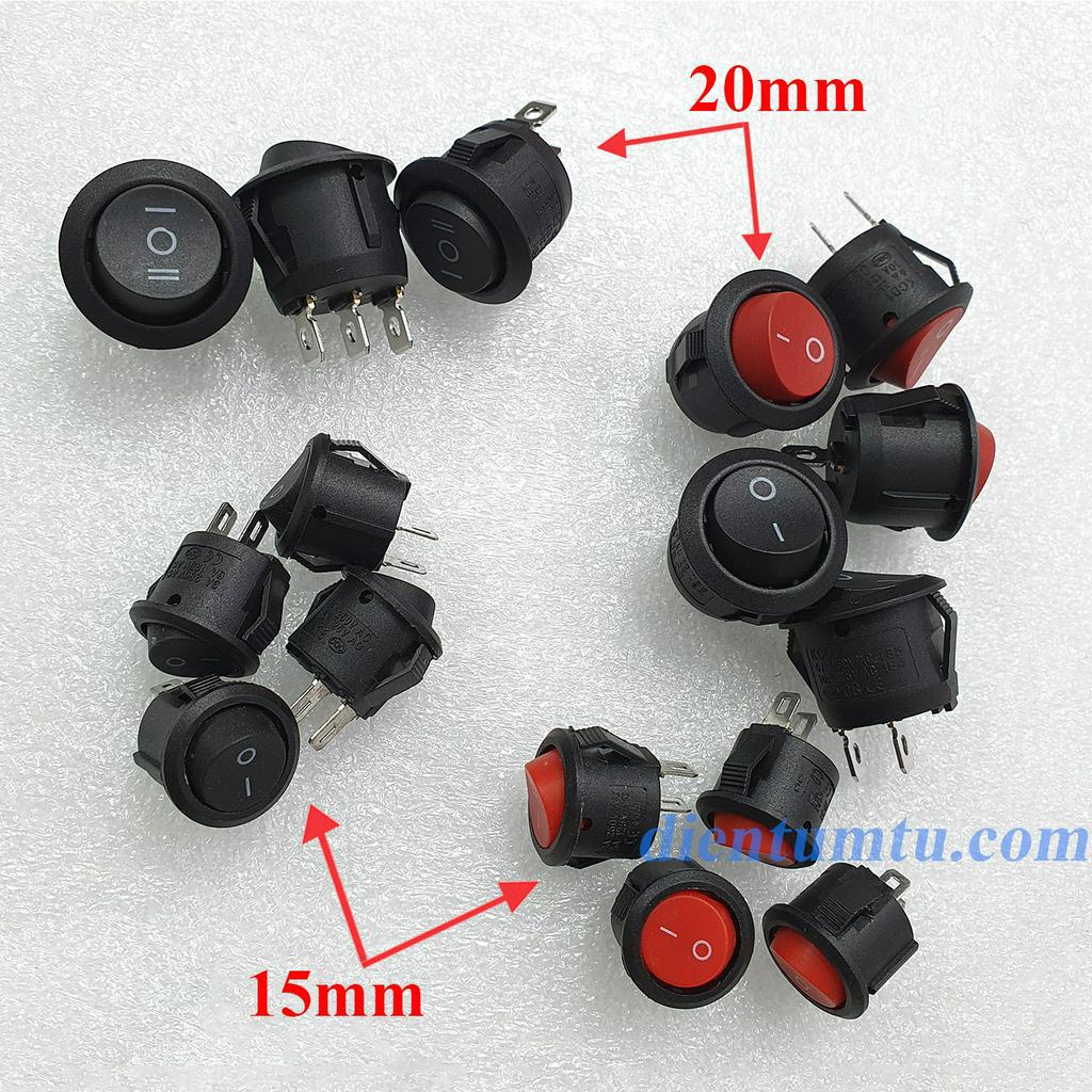 Công Tắt Bập Bênh KCD1-105 Tròn, Đỏ / Đen 2 CHÂN 2P ON - OFF - Lỗ Khoan 15-20mm