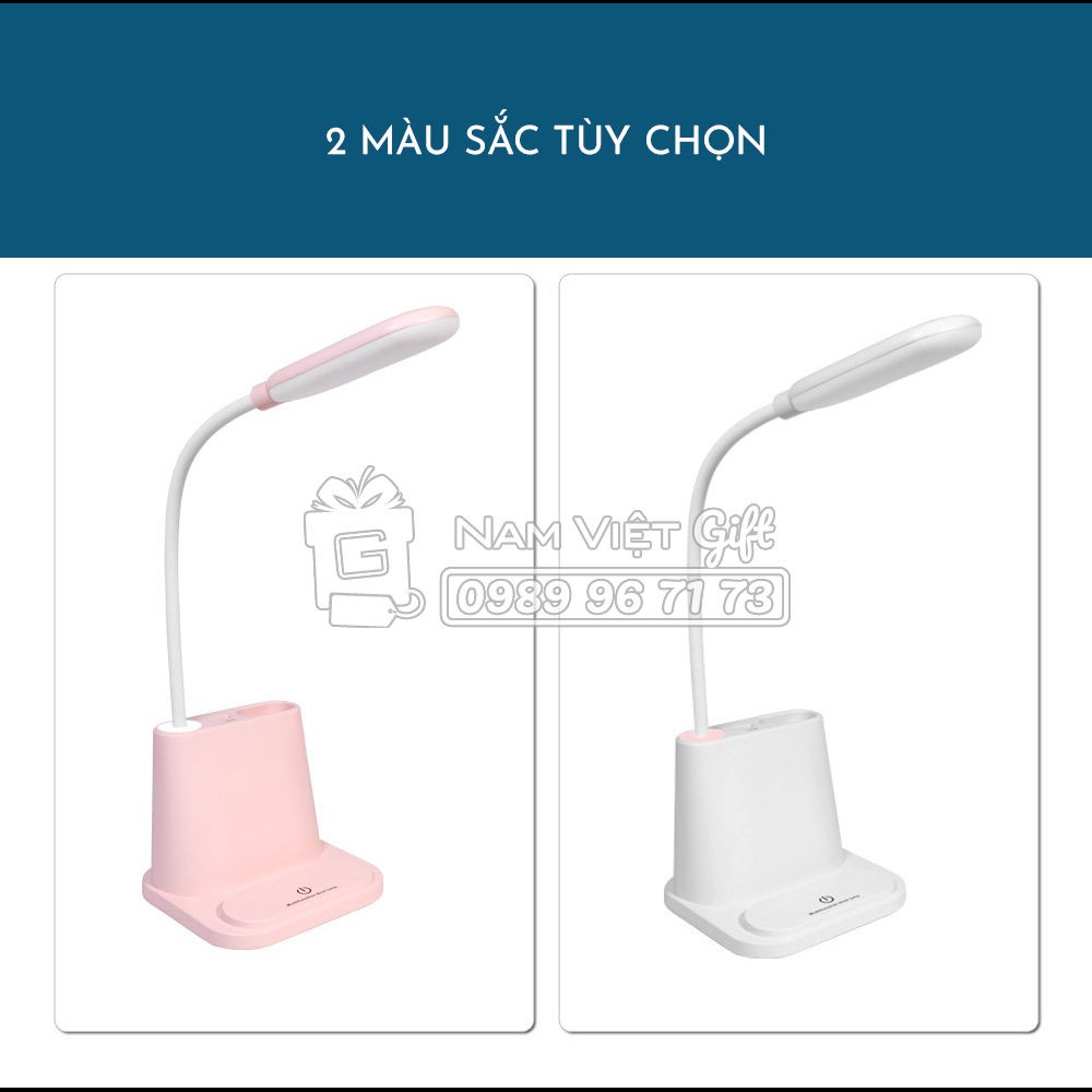 Đèn Bàn Đa Năng Pin Sạc 1200mAh Kiêm Pin Sạc Dự Phòng, Giá Đỡ Điện Thoại, Ống Đựng Bút.