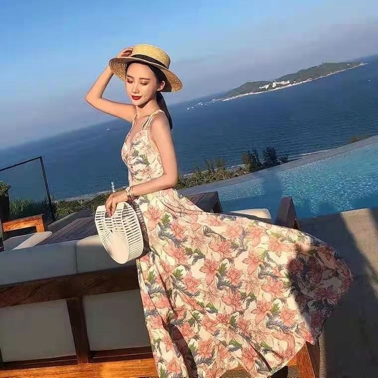 Đầm hoa dáng xòe dài  dự tiệc mùa hè hot trend 2021