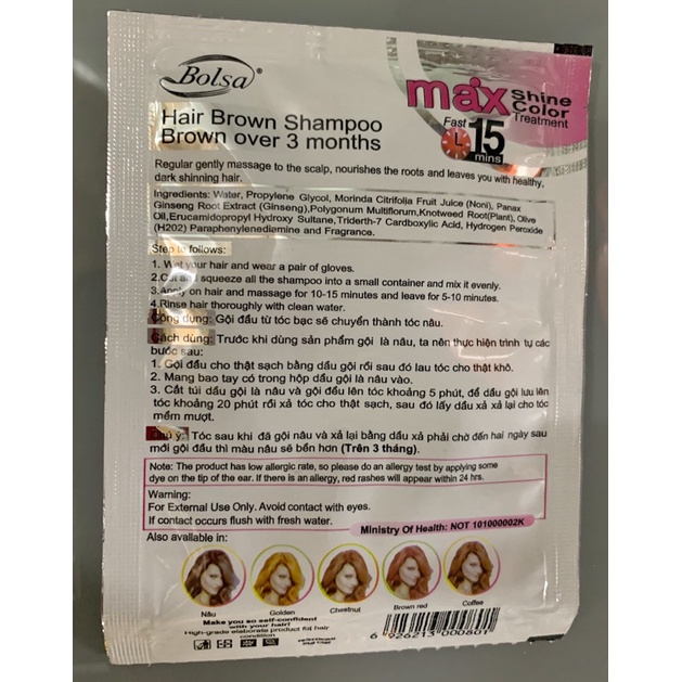 1 gói Dầu gội nhuộm tóc màu nâu hạt dẻ - Chestnut 30ml