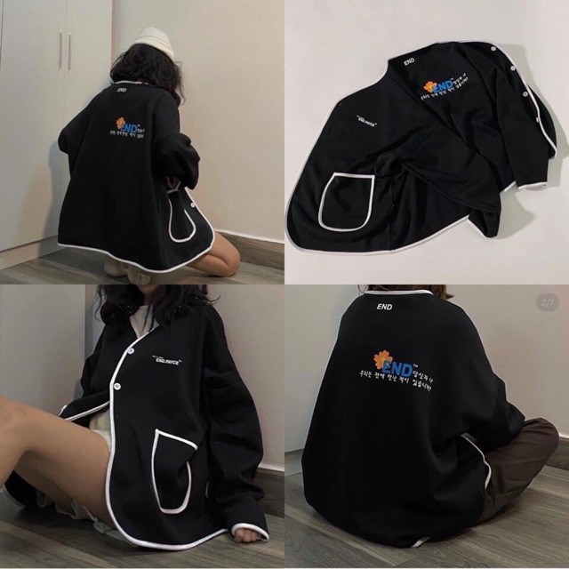 Áo khoác nỉ viền end bomber form rộng ulzzang | BigBuy360 - bigbuy360.vn