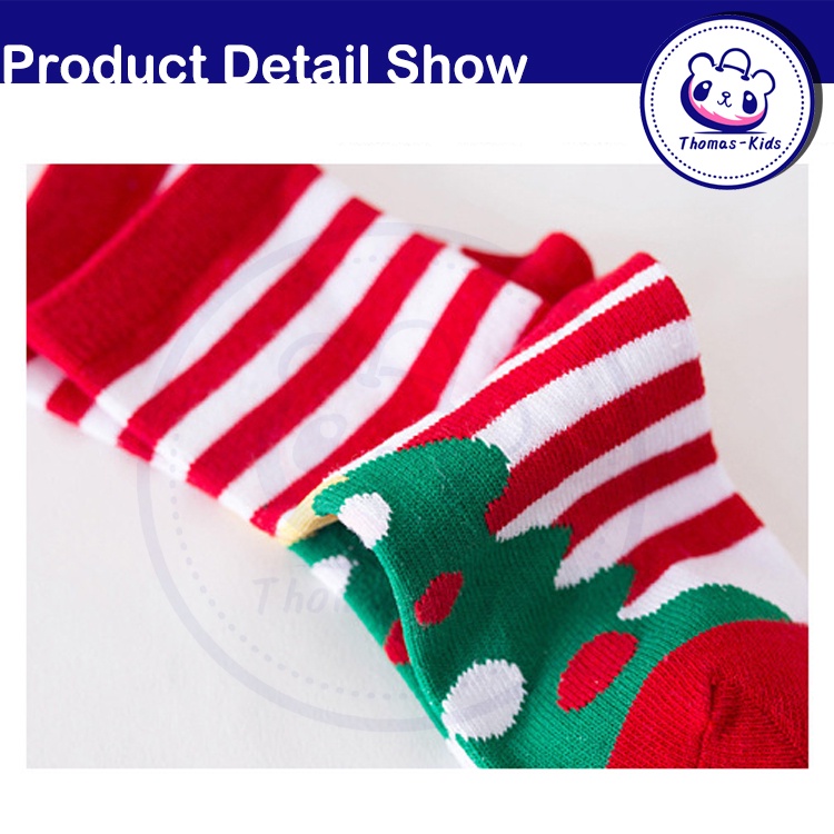 Set 5 Đôi Vớ Cotton Mềm Giữ Ấm Mùa Giáng Sinh Cho Bé Từ 1-12 Tuổi