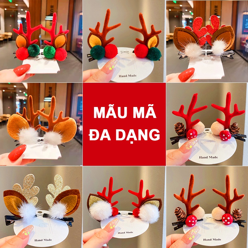 Kẹp tóc Noel trang trí lạ mắt BBShine, Set 2 kẹp tóc Giáng sinh sừng tuần lộc đáng yêu (2pcs) – P124