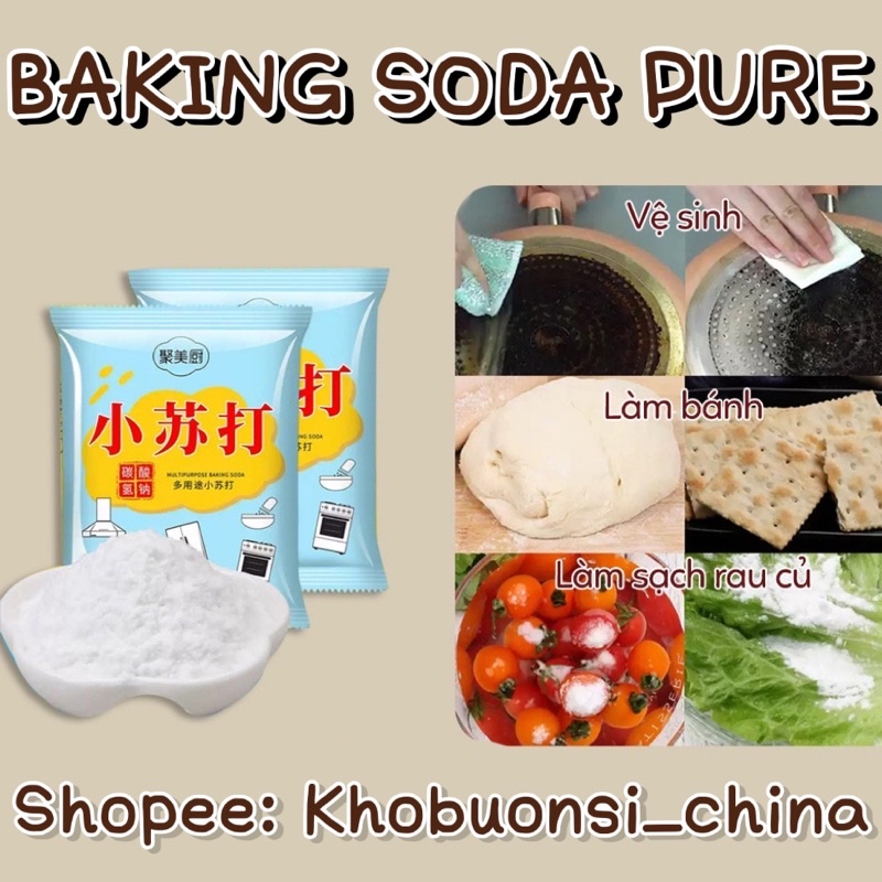 Bột BAKING SODA PURE Nguyên Chất Làm Trắng Răng, Làm Sạch Rau Củ Bột BAKING SODA Vệ Sinh