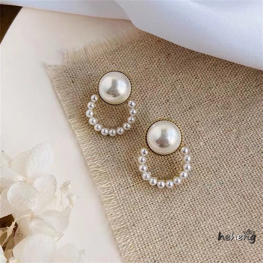 Bông Tai Tròn Đính Ngọc Trai Bằng Hợp Kim Thời Trang 1 Cặp