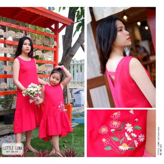 Little Luna - Váy đầm mẹ bé linen thêu hoa cúc SIZE ĐẠI 12KG - 65 KG