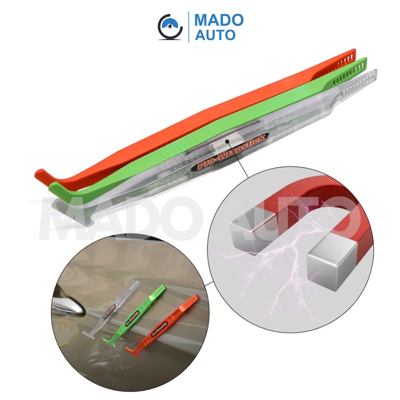 Bộ 3 dụng cụ nhựa dán Decal xe ô tô có nam châm, có hộp nhựa MADO FB3
