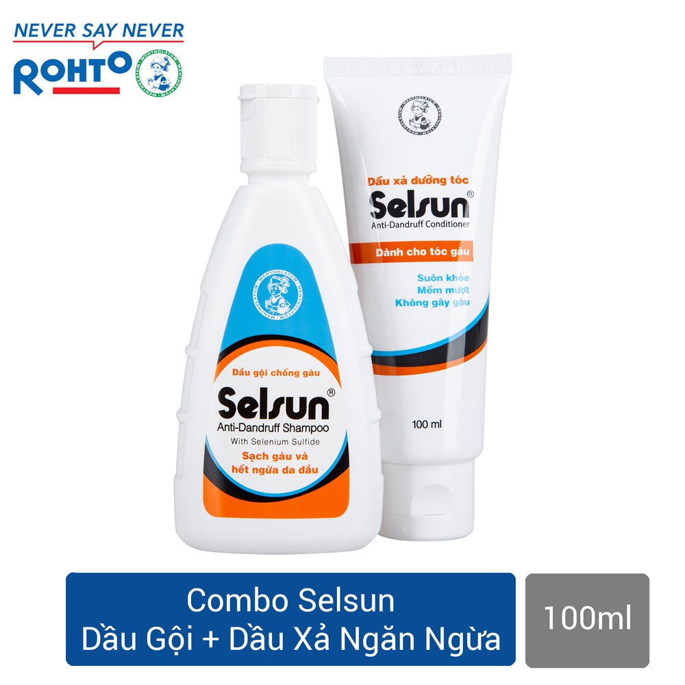 Bộ sản phẩm chống gàu Selsun (Dầu gội Selsun 100ml+Dầu xã dưỡng tóc Selsun 100ml)