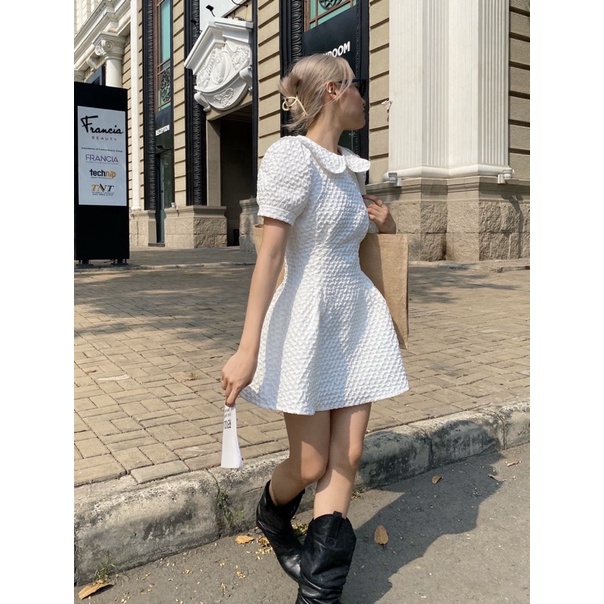 [Mã FAMARAL1 giảm 10K đơn 50K] Sibling House - Đầm tay phồng cổ bèo vải xốp Mochi | BigBuy360 - bigbuy360.vn