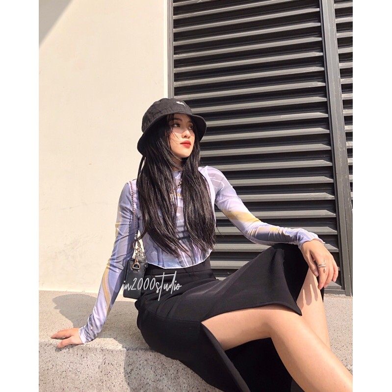[SIZE S-M] Chân váy midi đen xẻ tà tôn dáng style ulzzang hàng sẵn | BigBuy360 - bigbuy360.vn